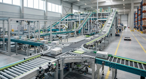 Mitarbeiter koordinieren operative Abläufe in einem modernen Logistiklager.